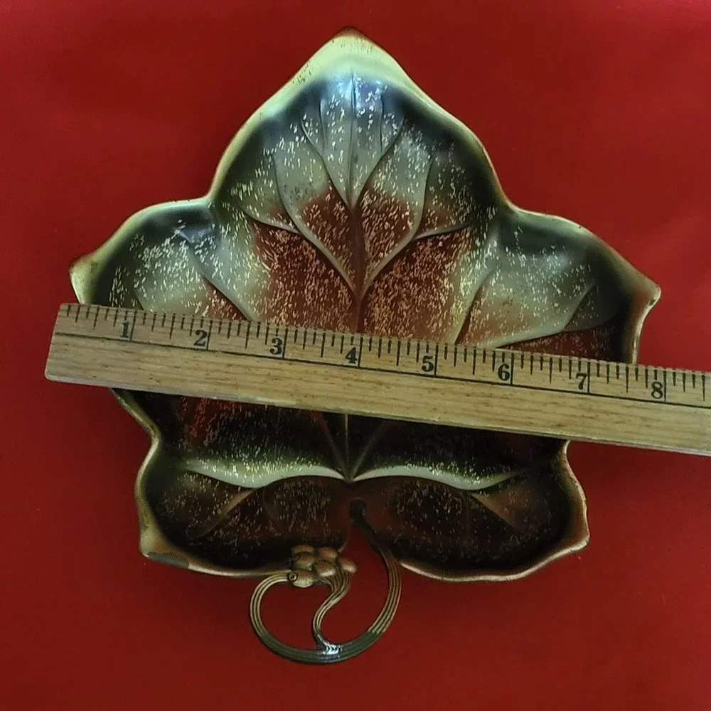 VTG Golden Brass Maple Leaf Trinket Dish